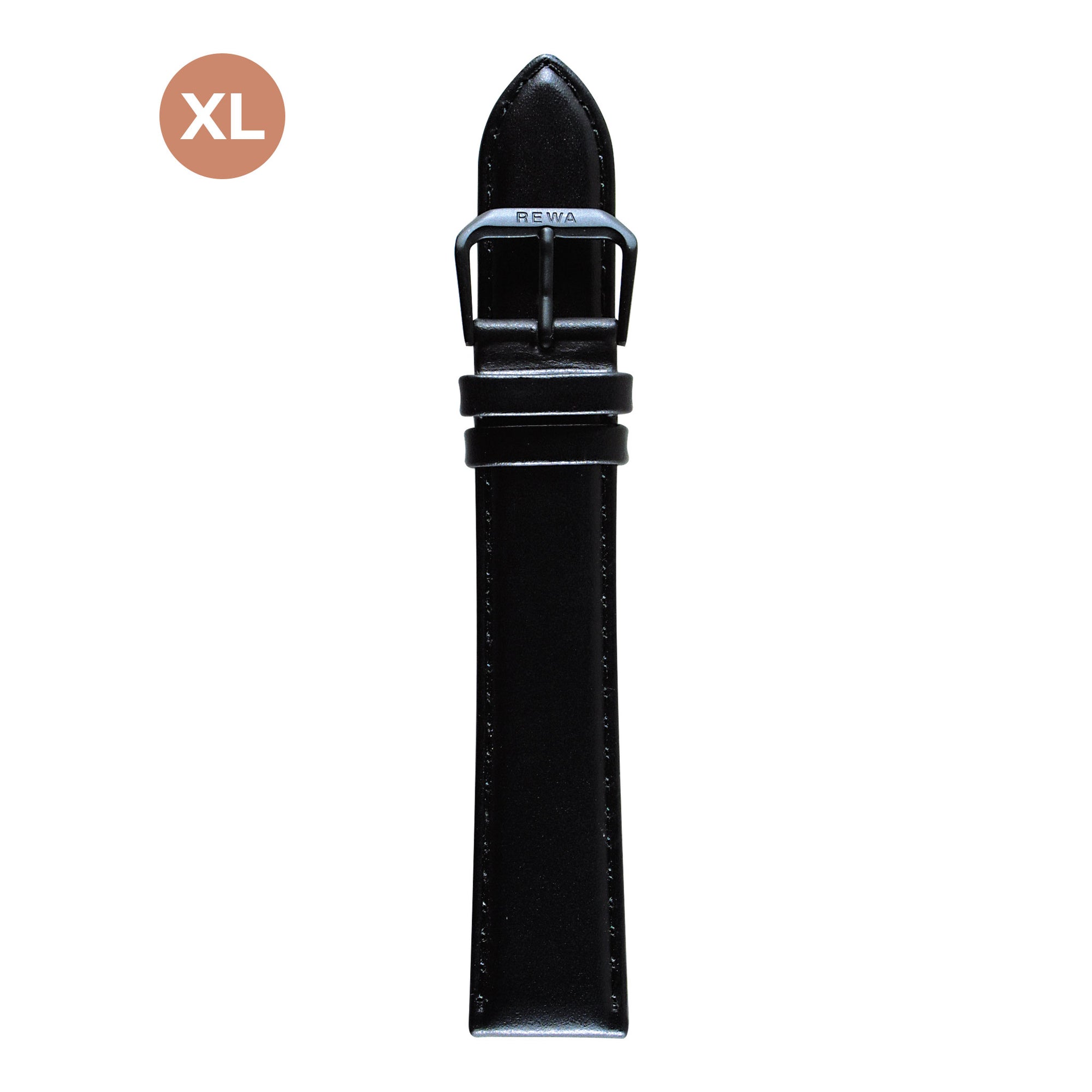 REWA Uhrarmband 21310/1 Leder Extra lang Herren schwarz