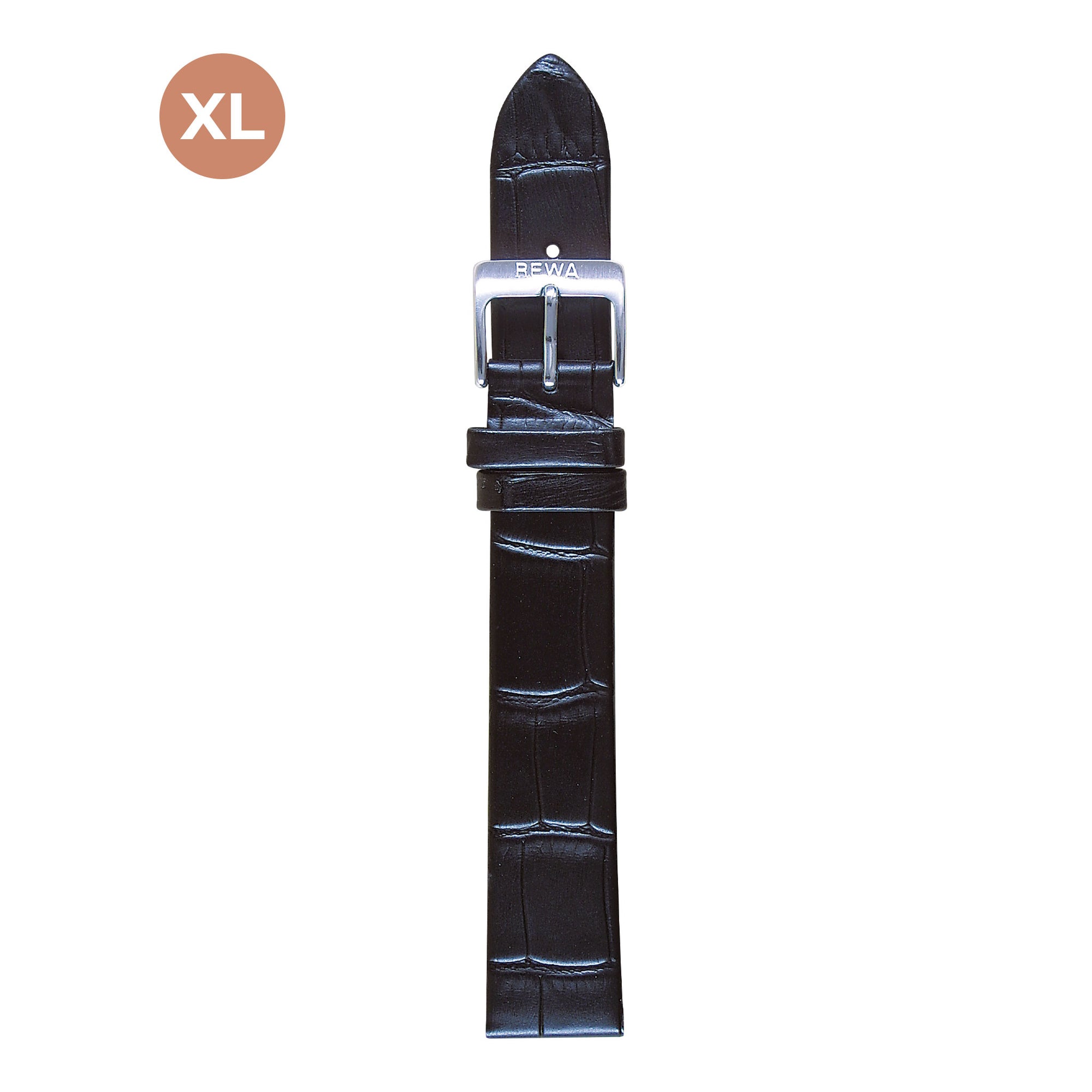 REWA Uhrarmband 21400/1 Leder Extra lang Herren schwarz