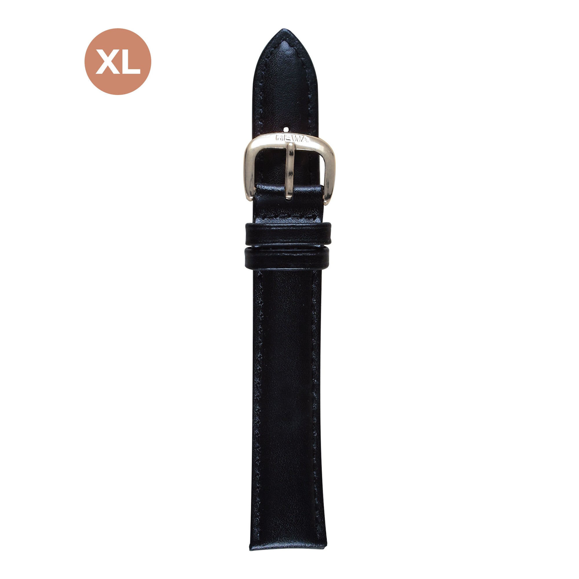 REWA Uhrarmband 21702/1 Leder Extra lang Herren schwarz
