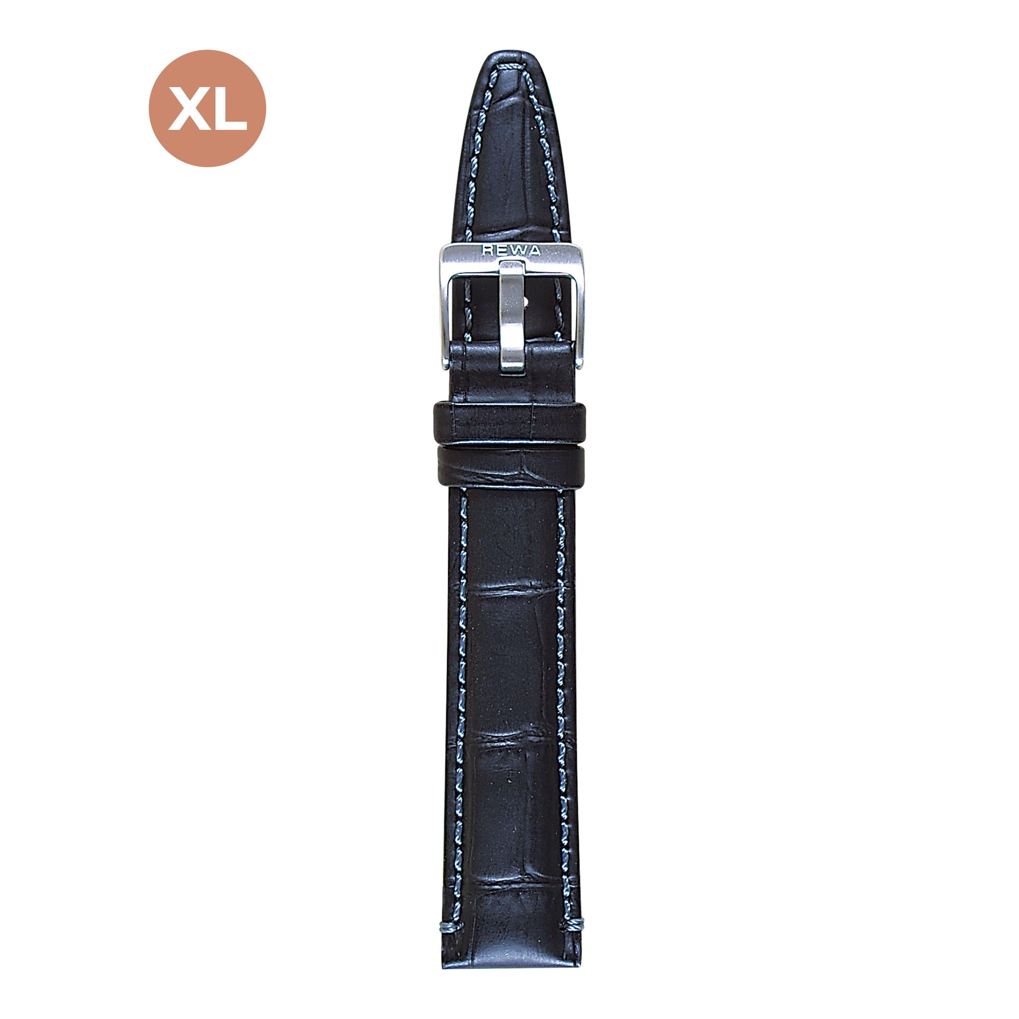 REWA Uhrarmband 21725/1 Leder Extra lang Herren schwarz