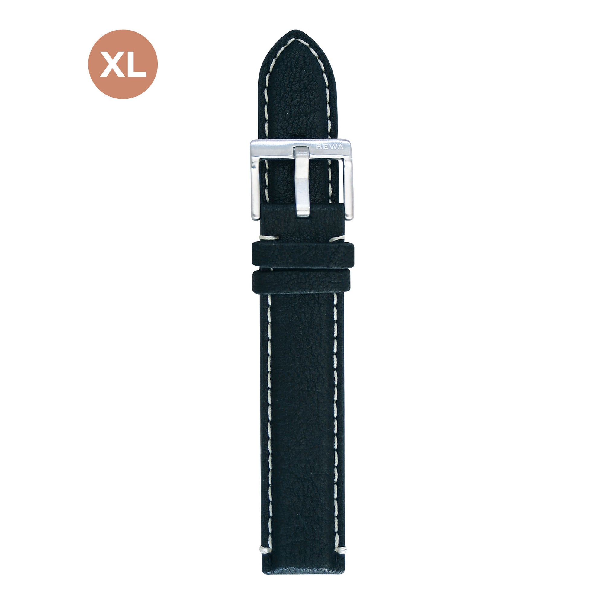 REWA Uhrarmband 21729/1 Leder Extra lang Herren schwarz